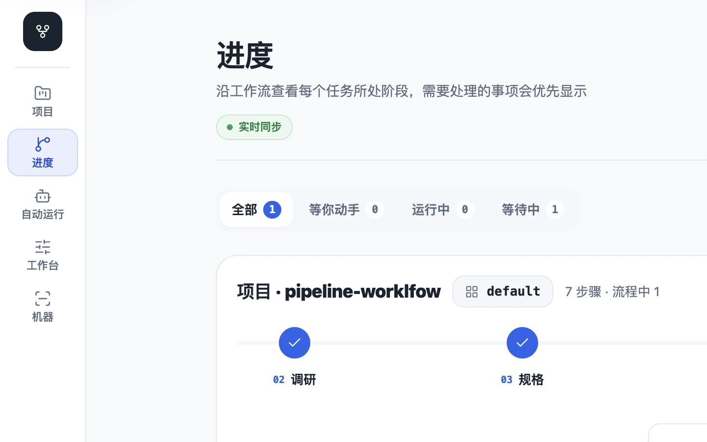 Tenon Dashboard 流程进度